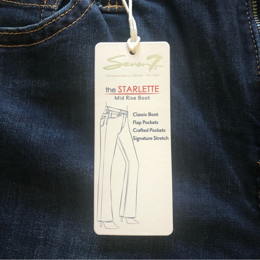 NWT Seven7 Dark Wash Bootcut Jeans Size 14 Mid-rise Starlette Flap Back Pockets - Picture 4 of 9